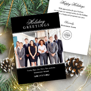Cartes Pour Fêtes Annuelles Photo d'entreprise noir et blanc pour les salutati