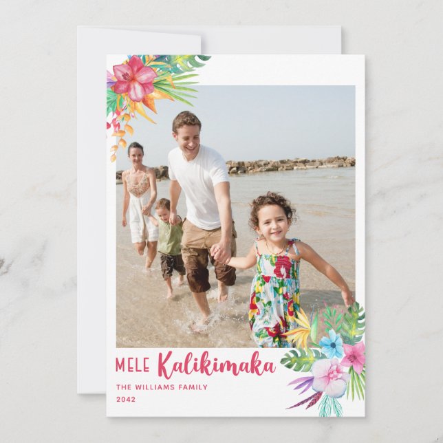 Cartes Pour Fêtes Annuelles Photo des fleurs tropicales de Mele Kalikimaka (Devant)