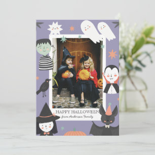 Cartes Pour Fêtes Annuelles Photo d'Halloween avec des personnages effrayants 