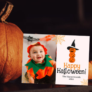 Cartes Pour Fêtes Annuelles Photo d'Halloween Joyeuse jack-o-lanterne citrouil