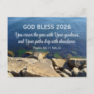 Cartes Pour Fêtes Annuelles Photo d'Océan Bleu Bonne Année 2026 Chrétienne