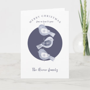 Cartes Pour Fêtes Annuelles Photo d'oiseaux bleus de Noël nordique