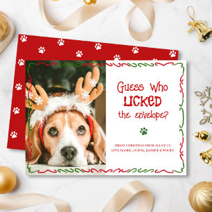Cartes Pour Fêtes Annuelles Photo drôle de Noël d'un animal familier qui a léc