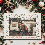 Cartes Pour Fêtes Annuelles Photo du brin de lumière de Noël<br><div class="desc">Un brin de feux rouges, verts, jaunes et bleus de Noël, et votre photo préférée avec vos noms et salutation en lettrage chic, sont une belle façon d'envoyer la joie des vacances. Sélectionnez Matte pour le papier le plus lourd et la haute définition pour une meilleure qualité d'impression. TÉLÉCHARGEMENT INSTANTANÉ...</div>