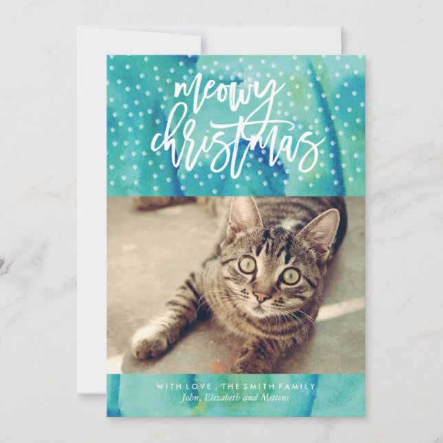 Cartes Pour Fêtes Annuelles Photo du chat "Meowy Christmas" (Devant)