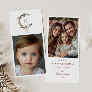 Cartes Pour Fêtes Annuelles Photo du monogramme de Noël Grosseur de couronne