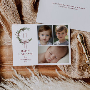 Cartes Pour Fêtes Annuelles Photo du monogramme de Noël Grosseur de couronne