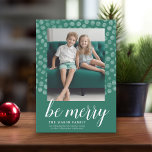 Cartes Pour Fêtes Annuelles Photo du Motif d'aquarelle Boho vert<br><div class="desc">Un design moderne avec un motif boho vert et une photo verticale. Une conception minimale qui peut être modifiée dans la zone de personnaliser avancée.</div>