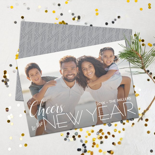Cartes Pour Fêtes Annuelles Photo du Nouvel An (Cheers to the New Year Photo Holiday Cards - Order INSTANT DOWNLOAD and/or PRINTED or both!)