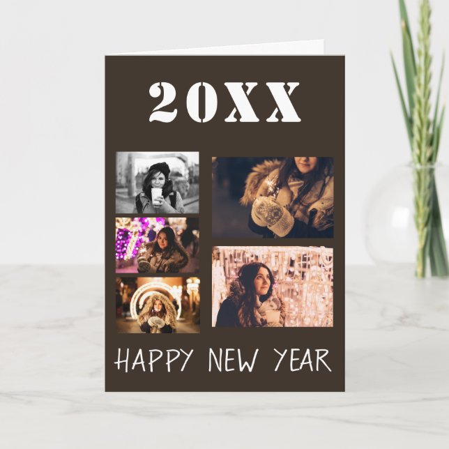 Cartes Pour Fêtes Annuelles Photo du Nouvel An 2023 Collage 5 Photos (Devant)