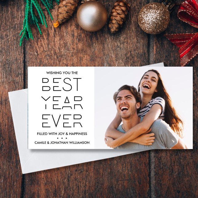 Cartes Pour Fêtes Annuelles Photo du Nouvel An moderne Meilleure année jamais (Créateur téléchargé)