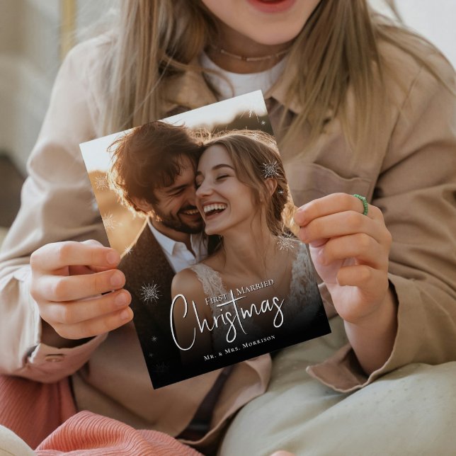 Cartes Pour Fêtes Annuelles Photo du premier Mariage de Noël marié (Créateur téléchargé)