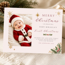 Photo du premier Noël de bébé | Ivoire rose