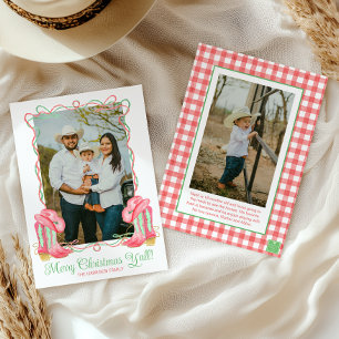 Cartes Pour Fêtes Annuelles Photo d'une botte de cow-boy de Noël à l'aquarelle