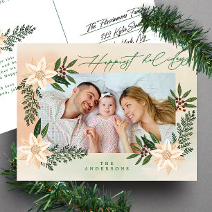 Cartes Pour Fêtes Annuelles Photo d'une poinsettia de Noël élégante et splendi
