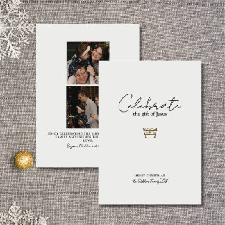 Cartes Pour Fêtes Annuelles Photo élégant de la Nativité religieuse de famille