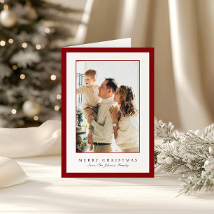 Cartes Pour Fêtes Annuelles Photo élégant de Noël avec bordure rouge minimale