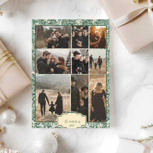 Cartes Pour Fêtes Annuelles Photo Elegant Green White Holly
