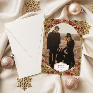Cartes Pour Fêtes Annuelles Photo Élégant Noël Feuille d'Or