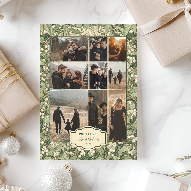 Cartes Pour Fêtes Annuelles Photo Elegant White Holly Noël (Créateur téléchargé)