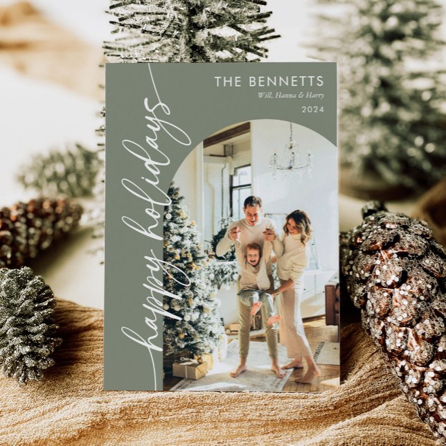 Cartes Pour Fêtes Annuelles Photo élégante Boho Happy Holidays Arch (Créateur téléchargé)