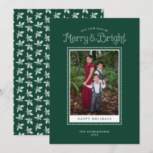 Cartes Pour Fêtes Annuelles Photo Élégante Verte Joyeuse