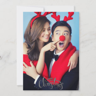 Cartes Pour Fêtes Annuelles Photo en couple Joyeux Noël avec texte arrière per