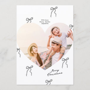 Cartes Pour Fêtes Annuelles Photo en forme de cœur avec des nœuds mignons simp