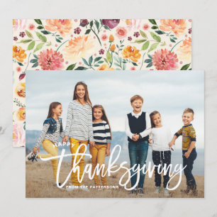 Cartes Pour Fêtes Annuelles Photo en lettres de Bon thanksgiving blanc