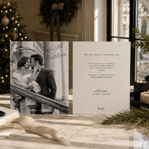 Cartes Pour Fêtes Annuelles Photo en noir et blanc pour le premier Noël de jeu