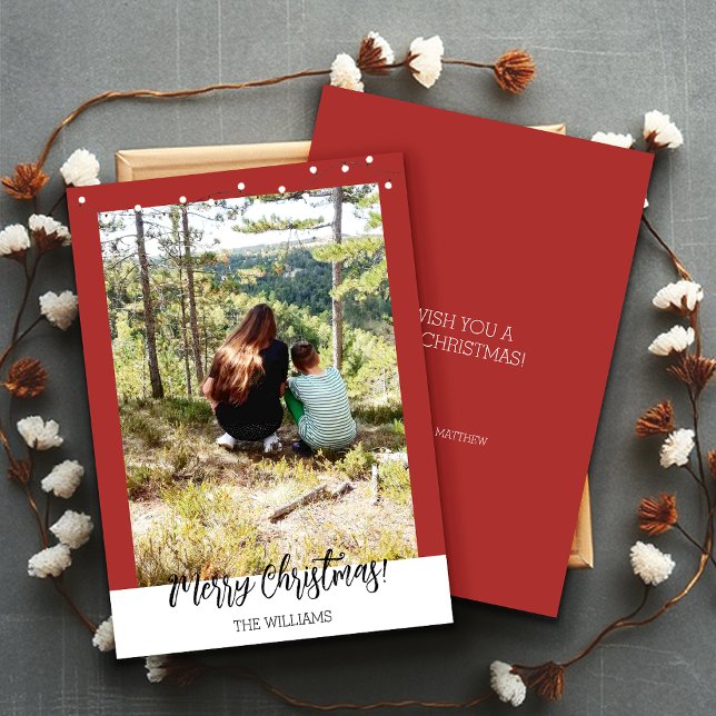 Cartes Pour Fêtes Annuelles Photo encadrée de Noël Bourgogne Rouge (Créateur téléchargé)