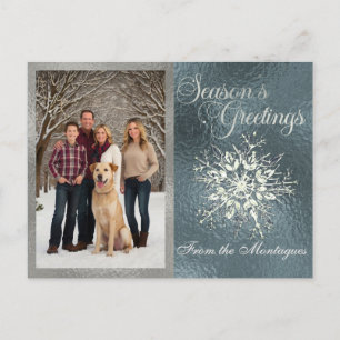 Cartes Pour Fêtes Annuelles Photo encadrée en argent et Flocon de neige en cri