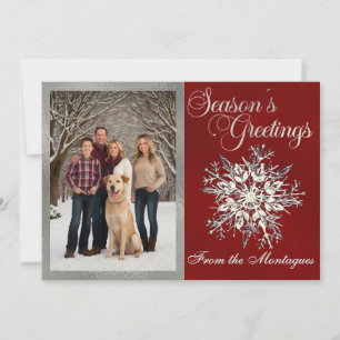 Cartes Pour Fêtes Annuelles Photo encadrée en argent et Flocon de neige en cri