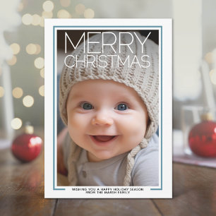 Cartes Pour Fêtes Annuelles Photo - énorme Joyeux Noël - Bordure blanche moder