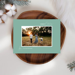 Cartes Pour Fêtes Annuelles Photo et lettre minimalistes de Boho Retro Vert