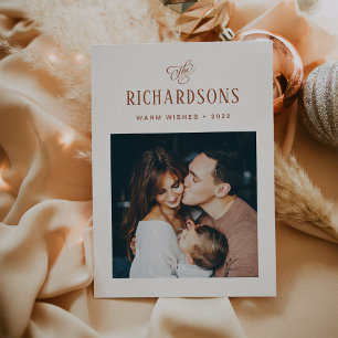 Cartes Pour Fêtes Annuelles Photo et nom de famille élégant Chaleurs