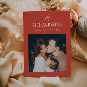 Cartes Pour Fêtes Annuelles Photo et nom de famille élégant Chaleurs