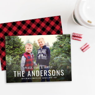 Cartes Pour Fêtes Annuelles Photo familiale moderne Red Buffalo Plaid