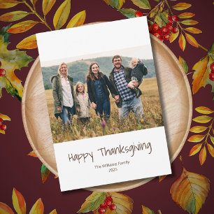 Cartes Pour Fêtes Annuelles Photo Famille Boho Simple Minimaliste Thanksgiving