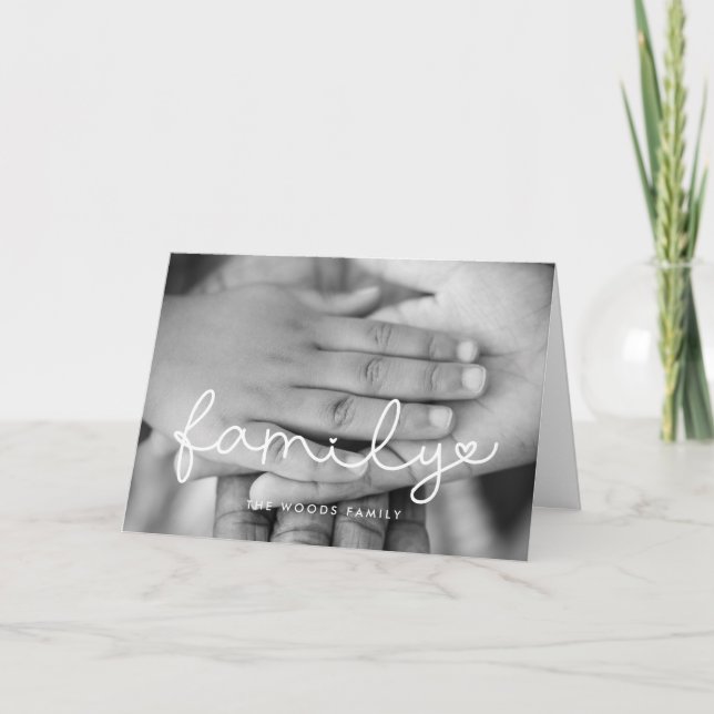Cartes Pour Fêtes Annuelles Photo Famille Inspirante à Script Cute (Devant)