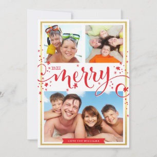 Cartes Pour Fêtes Annuelles PHOTO FAMILY être joyeux script de Noël de Noël ro