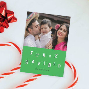CARTES POUR FÊTES ANNUELLES PHOTO FESTIVE FONT FELIZ NAVIDAD