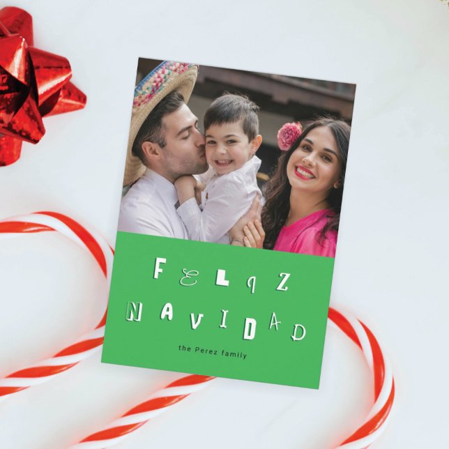 CARTES POUR FÊTES ANNUELLES PHOTO FESTIVE FONT FELIZ NAVIDAD (Créateur téléchargé)