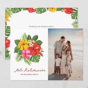 Cartes Pour Fêtes Annuelles Photo florale colorée Mele Kalikimaka Hawaiian