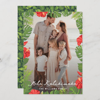 Cartes Pour Fêtes Annuelles Photo florale Feuille tropicale Mele Kalikimaka
