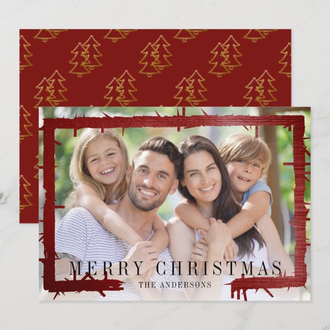 Cartes Pour Fêtes Annuelles Photo Foil Frame Joyeux Noël (Devant / Derrière)