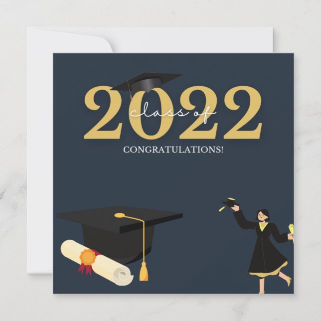 Cartes Pour Fêtes Annuelles Photo From Parents Royal Blue And White Graduation (Devant)