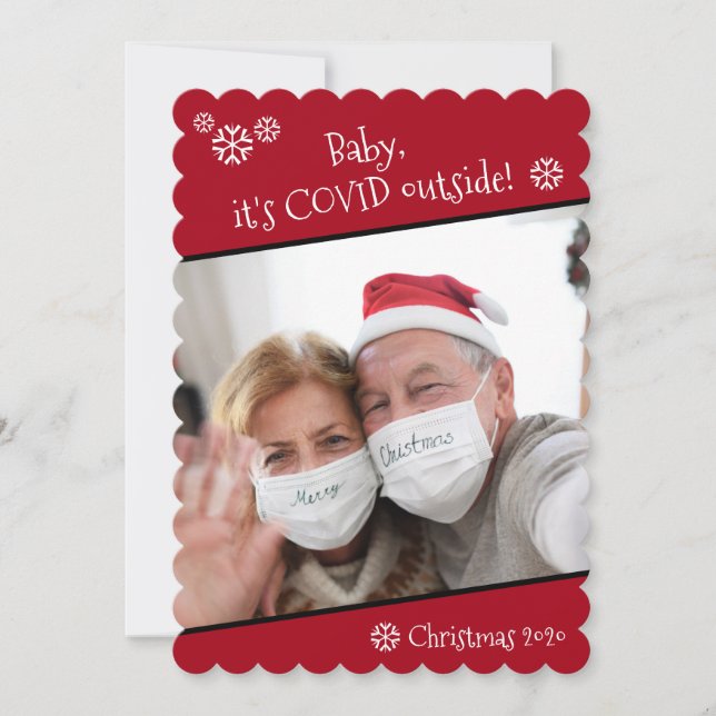 Cartes Pour Fêtes Annuelles Photo Funny Baby It's Covid Outside Christmas Red (Devant)