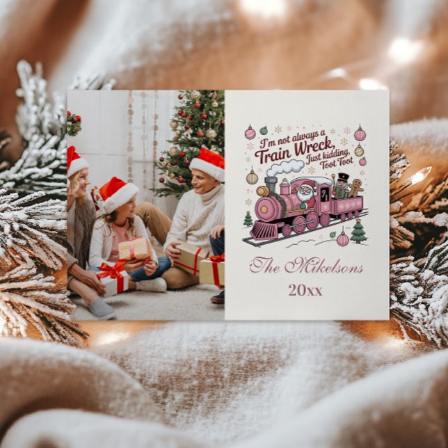 Cartes Pour Fêtes Annuelles Photo Funny Santa Train Wreck Christmas (Créateur téléchargé)