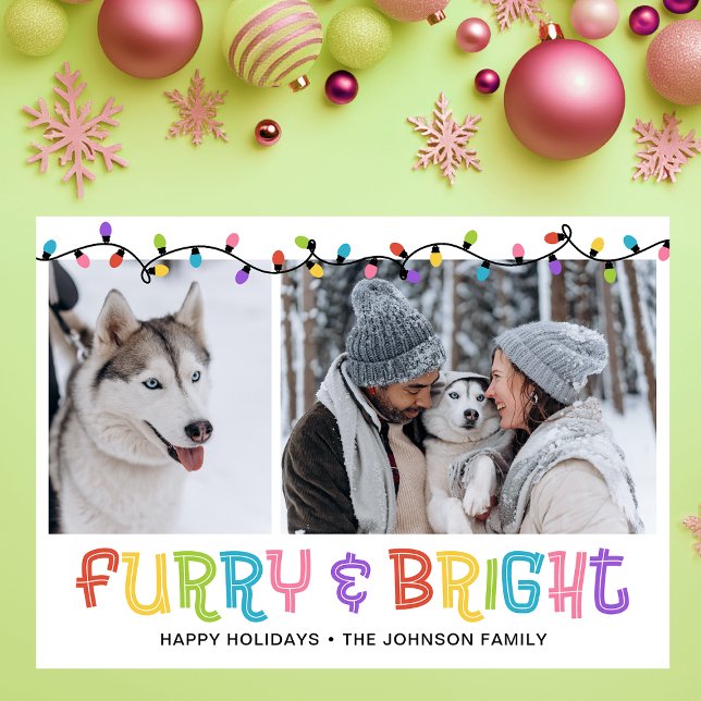 Cartes Pour Fêtes Annuelles Photo Furry & Bright Dog (Créateur téléchargé)